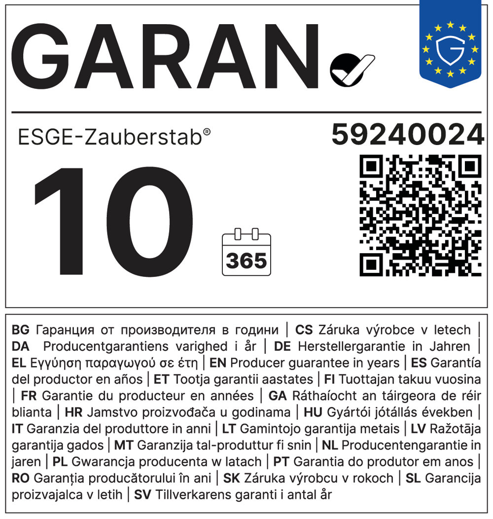 EU-Label: 10 GARAN, ESGE-Zauberstab, 59240024, Herstellergarantie in Jahren