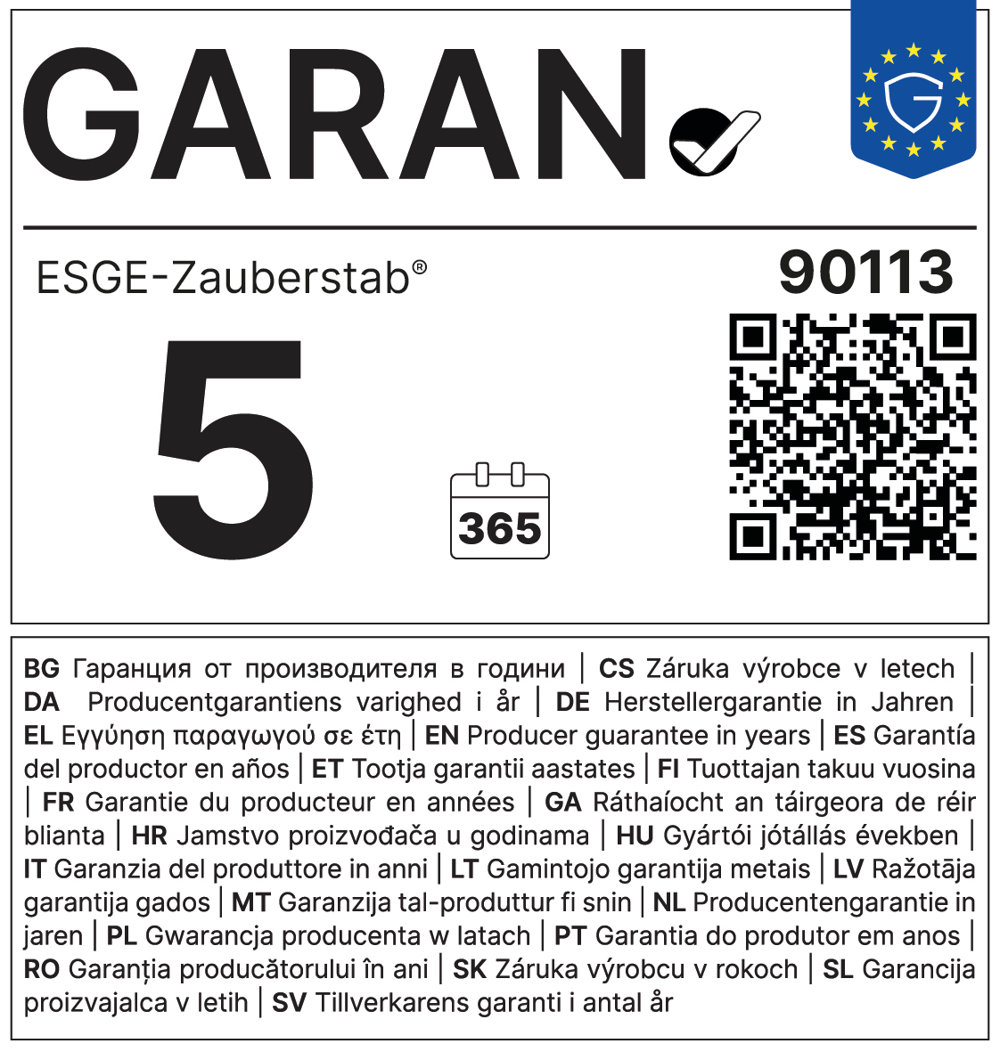 EU-Label: 5 GARAN, ESGE-Zauberstab, 90113, Herstellergarantie in Jahren