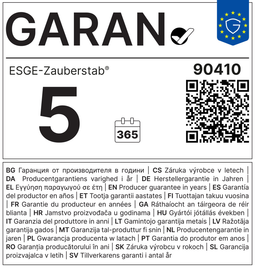 EU-Label: 5 GARAN, ESGE-Zauberstab, 90410, Herstellergarantie in Jahren