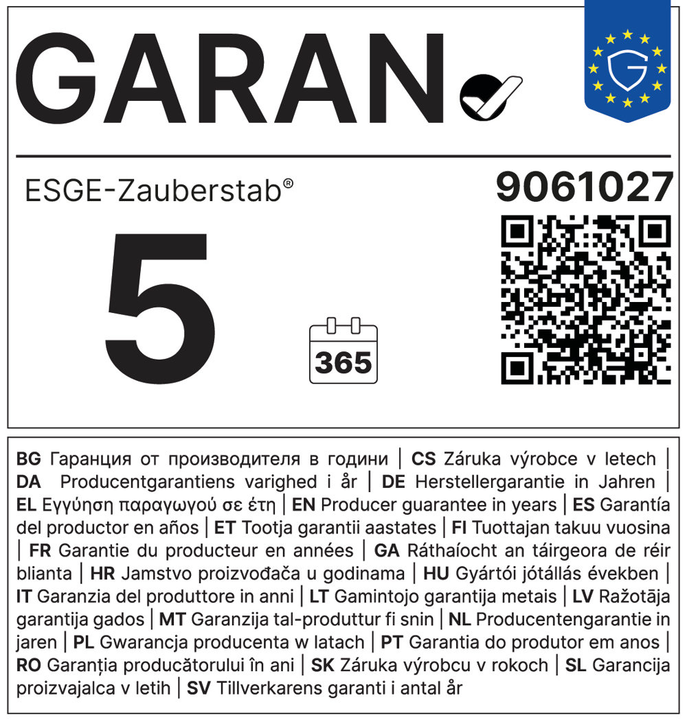 EU-Label: 5 GARAN, ESGE-Zauberstab, 9061027, Herstellergarantie in Jahren