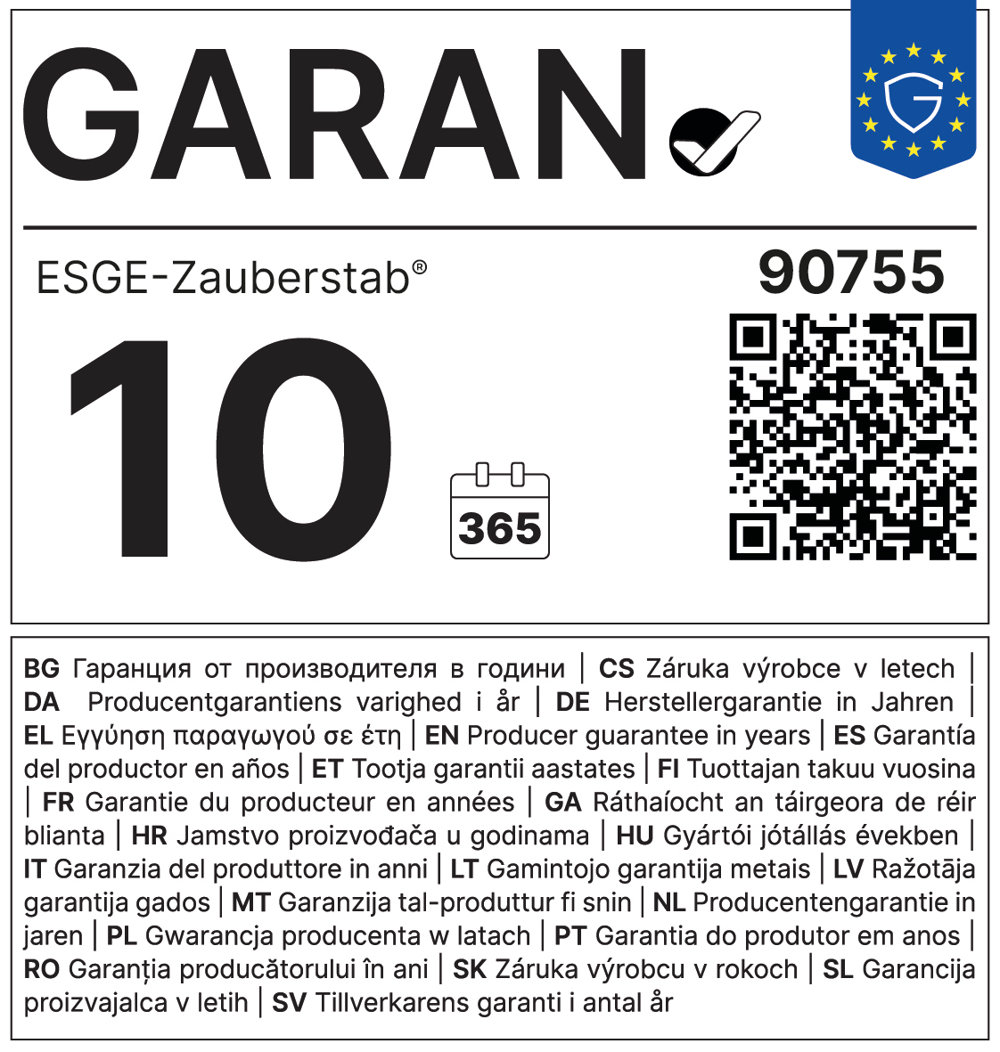 EU-Label: 10 GARAN, ESGE-Zauberstab, 90755, Herstellergarantie in Jahren